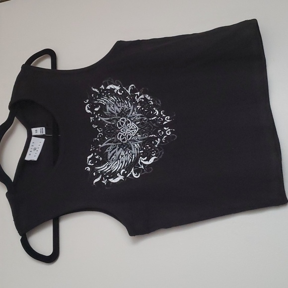 Daisy Street's Black Heart Wing High Neck Tank Top - Picture 2 of 16